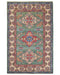 4x6 Green Kuba Afghan Hand Knotted Wool Area Rug